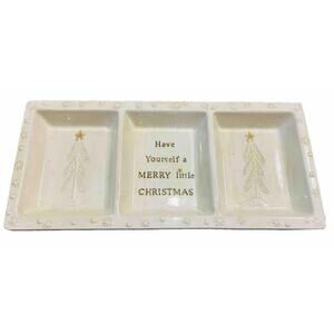 "Have yourself a Merry little Christmas" 3 section server 16" l x 7 1/2" w 2" d